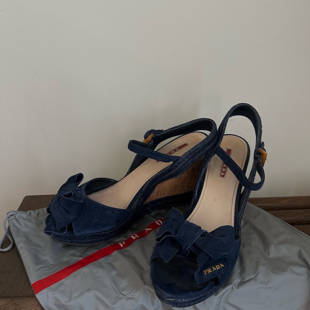 Prada Women's Dark Blue Espadrille Sandals